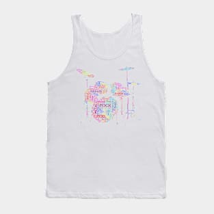 Battery Drum Silhouette Shape Text Word Cloud Tank Top